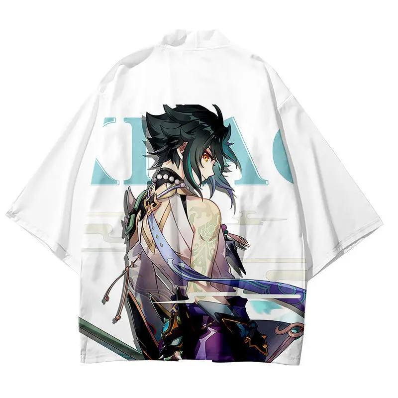 

Anime Print Kimono Coat Streetwear Women Men Cardigan Fashion Traditional Haori Summer Cosplay Japanese Casual Shirts Tops