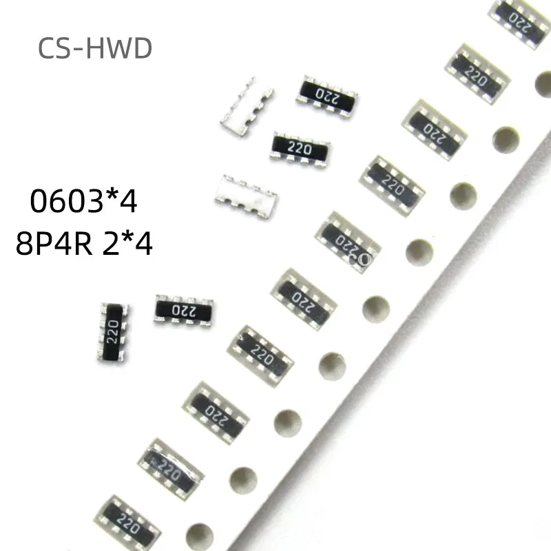 100 шт. 0603*4 8P4R 2*4P SMD сетевой резистор массив 0 Ом 1 10 1K 10K 100K 1M 101 102 103 104 105