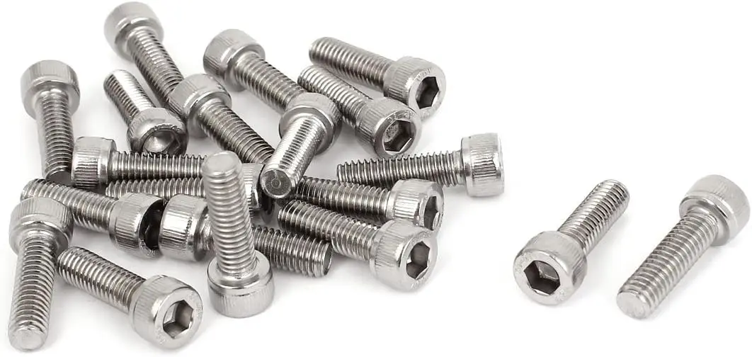 

M6x20mm 1mm Pitch Stainless Steel Hex Key Socket Head Cap Screws 20pcs