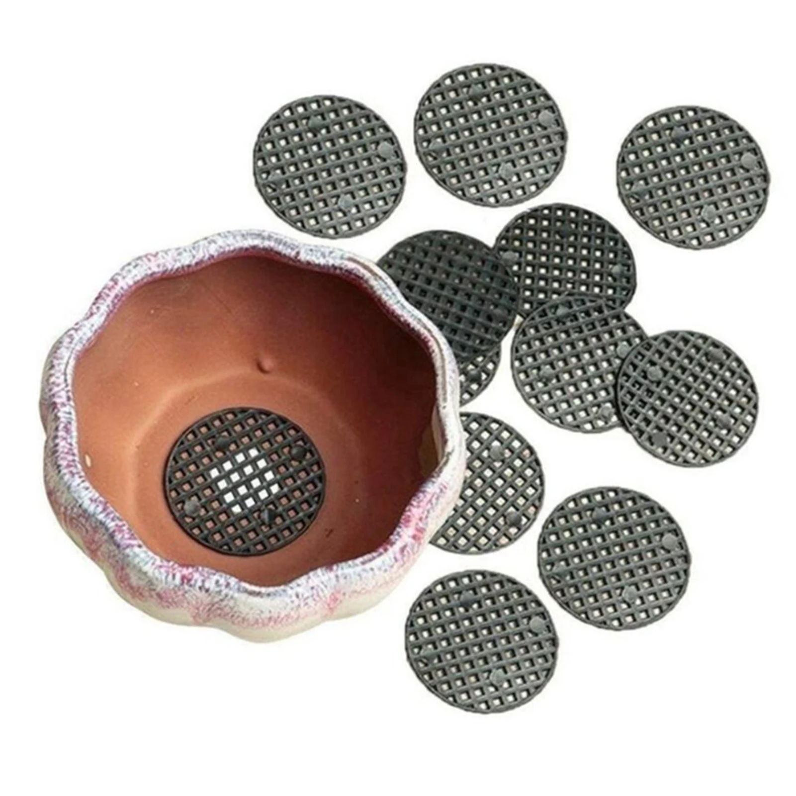 

50PCS Flower Pot Hole Mesh Pad Bonsai Pot Bottom Grid Mat Bottom Accessorie Mat Prevent Soil Loss Breathable Propagation Station
