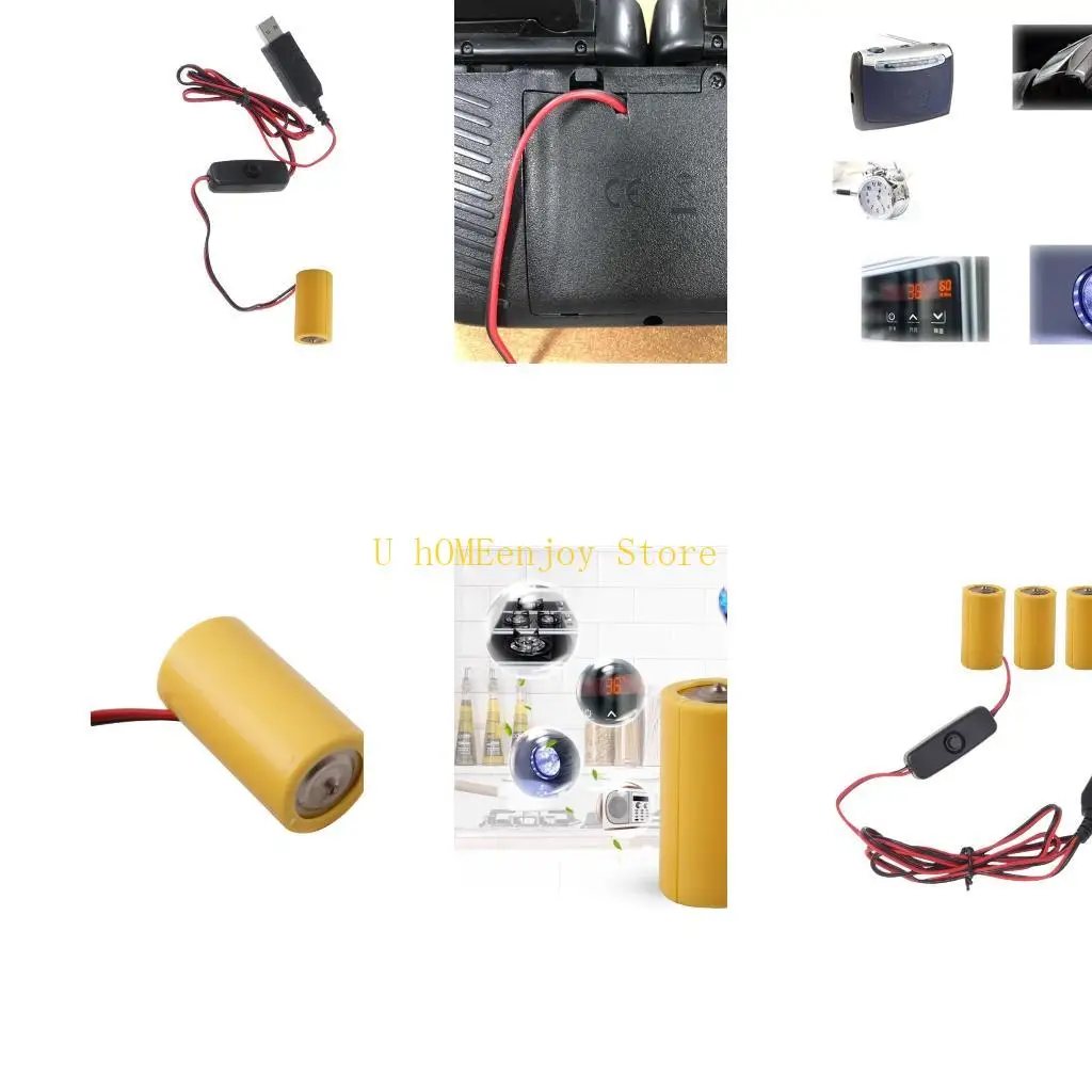 Фото B0KF 97 см USB на 6 В LR14 C, фиктивная батарея, кабель для замены 4 батарей LR14 C для игрушек, контроллеров, газового фонарей №1