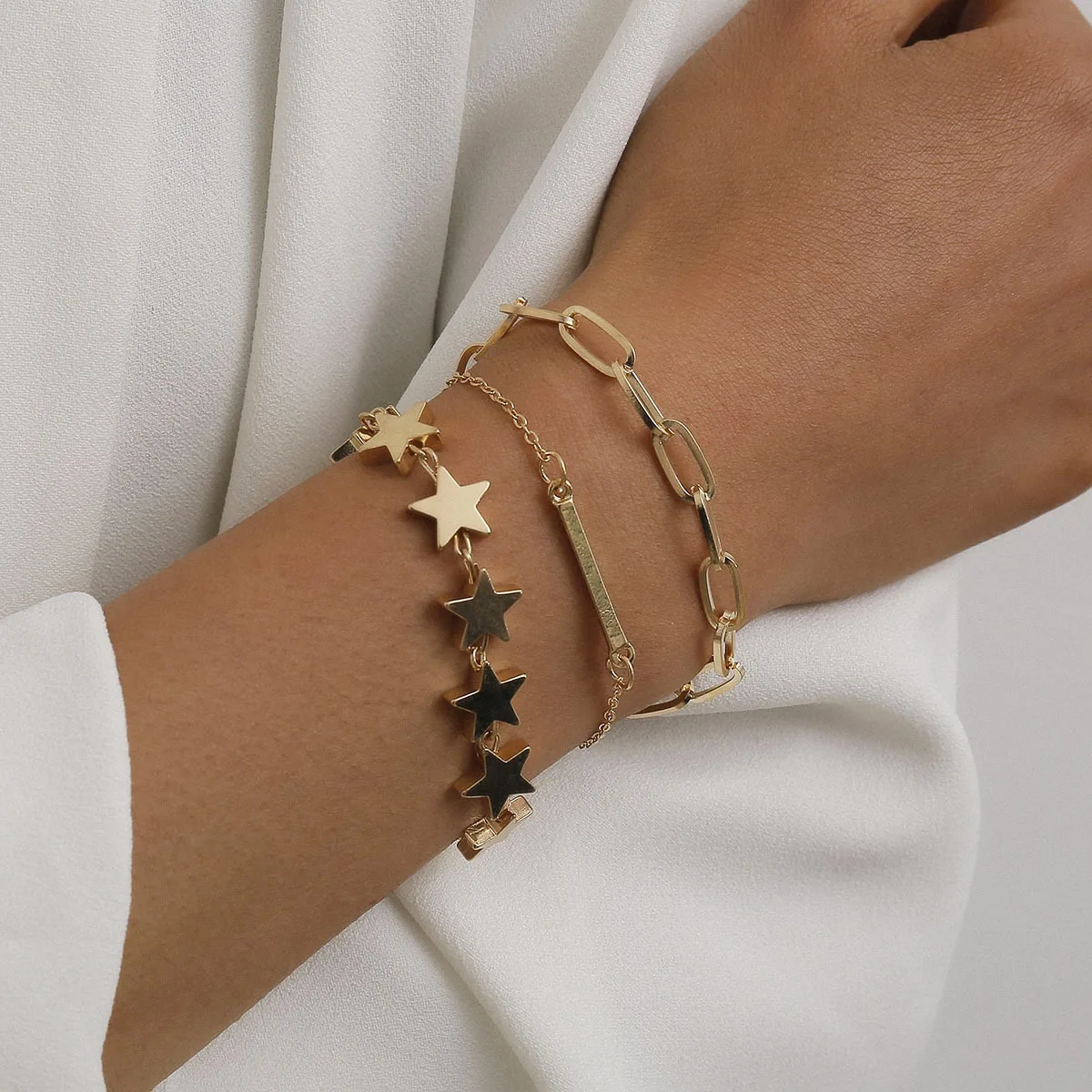 Cross chain bracelet, feminine and generous, star shaped one-line suit Bracelet