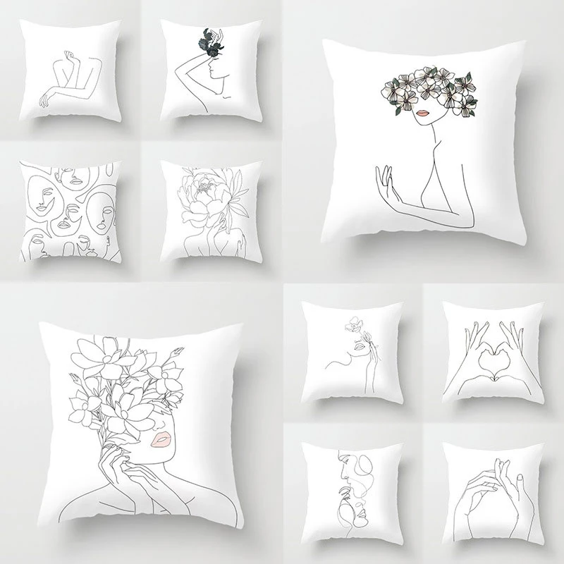 

geometric lines Car Soft Short Plush Cushion Cover Print Pillow Covers 45*45cm Throw Pillow Case Sofa Home Decor Owl Pillowcase