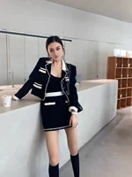 2022 FW Autumn Fashion New Women High Quality Tweed Jacket Coat + A-Line Skirt Ladies Chic Suits 2 Piece Sets 2 Color Gdnz