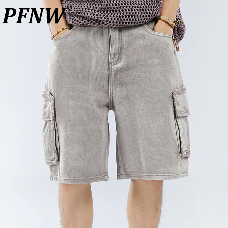 

PFNW Summer New Men's Baggy Shorts Y2k Hiphop American Street Washed Workwear Versatile Gradient Niche Retro Chic Jeans 28A3325