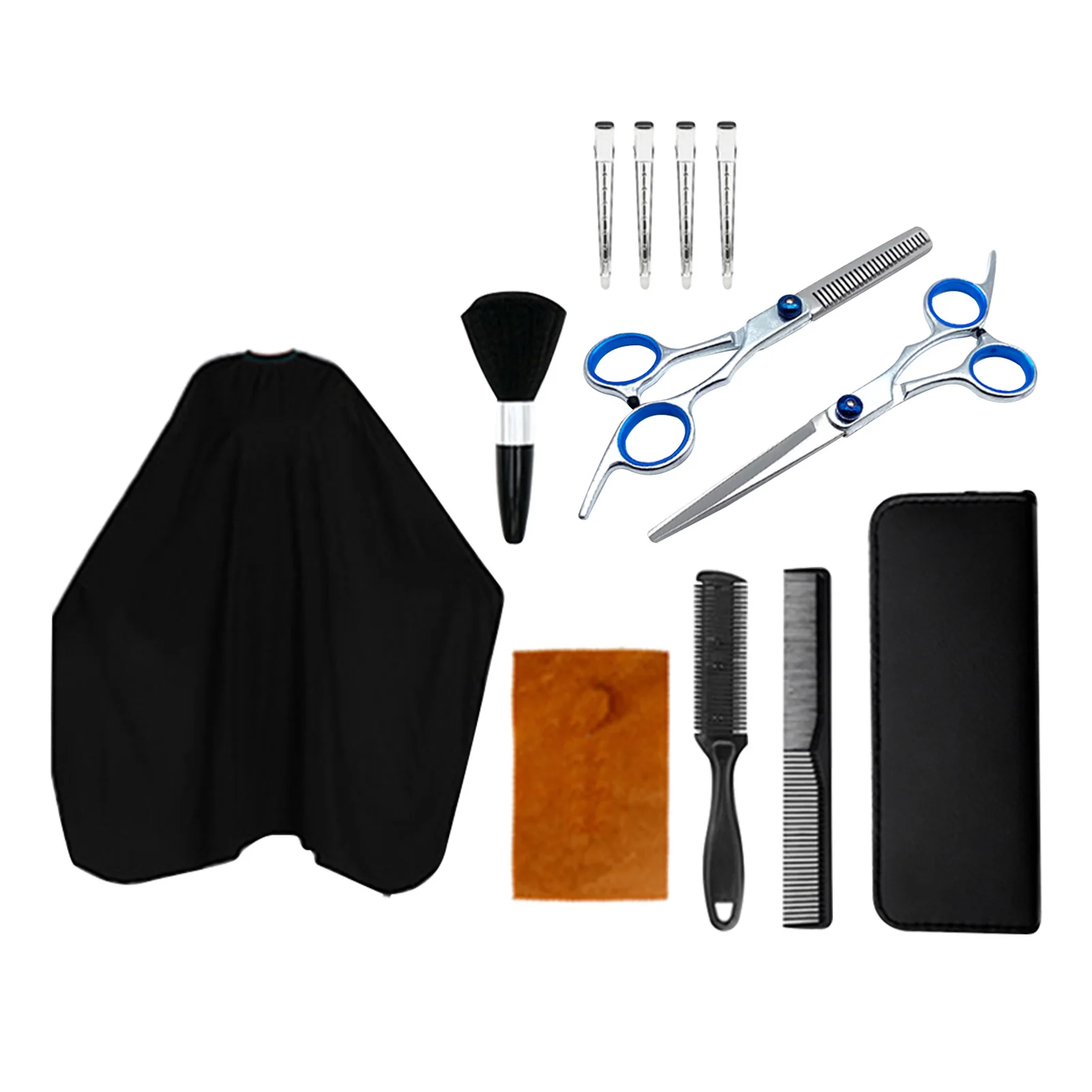 

12pcs Hair Scissors Set Cutting Cape Brush Barber Thinning Shears Home Styling Professional Barbershop Salon Hairdressing Tool