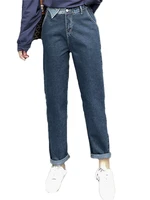 2022 spring womens clothing new loose xl 4xl fat mm straight high waist slim jeans female fashion black trousers jd2284