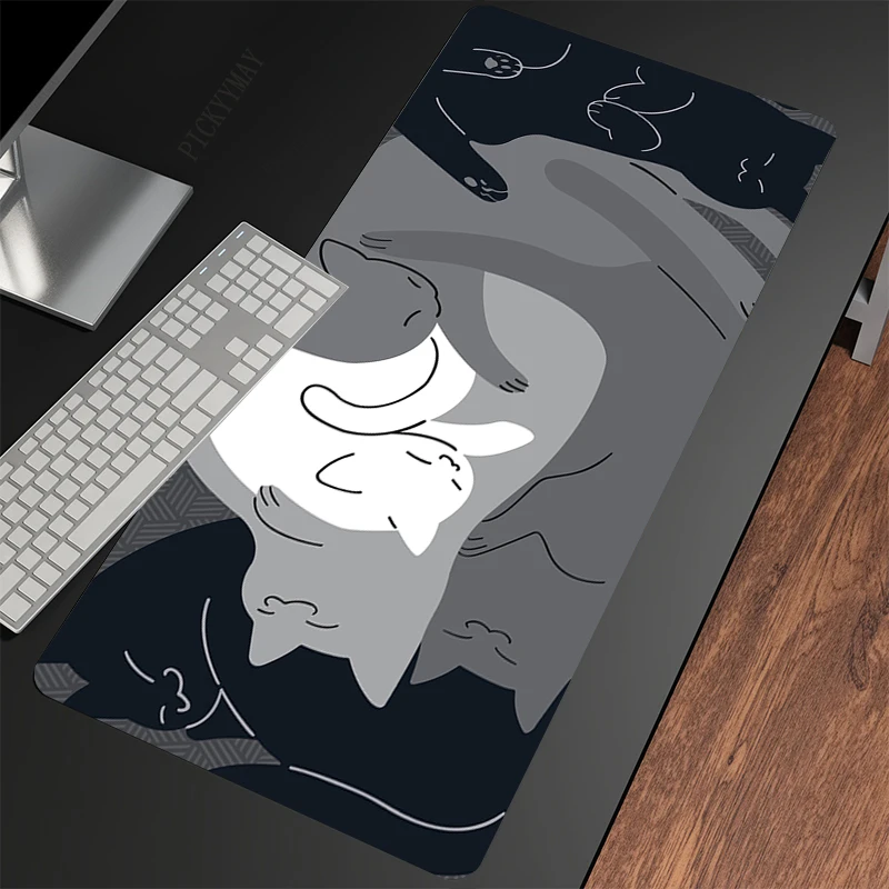 Коврики для мыши с изображением кота, офисные коврики для мыши 400x900, большой коврик для мыши, геймерский резиновый коврик, Настольный коврик для компании, дизайн для подарка