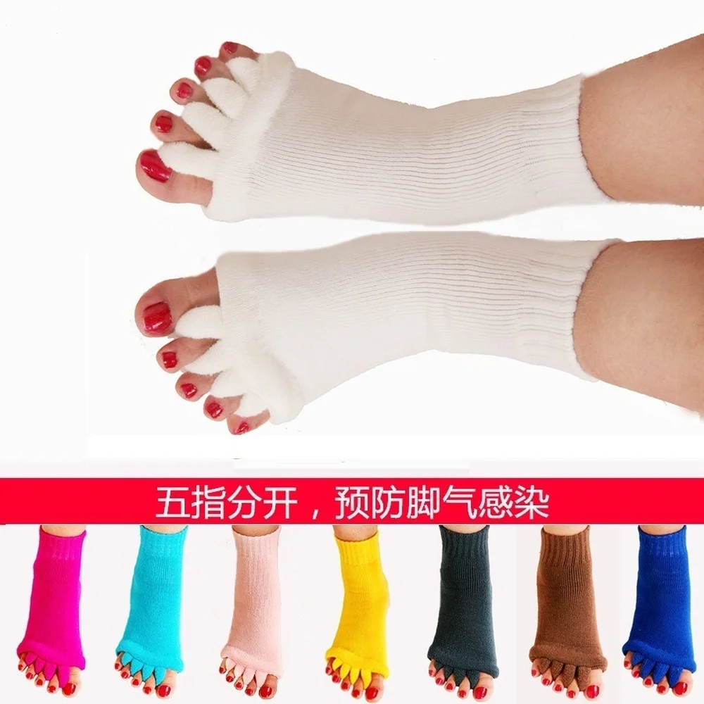 Calcetines separadores de cinco dedos para Yoga, medias de masaje de salud para el dolor, previenen calambres en los pies, 1 par