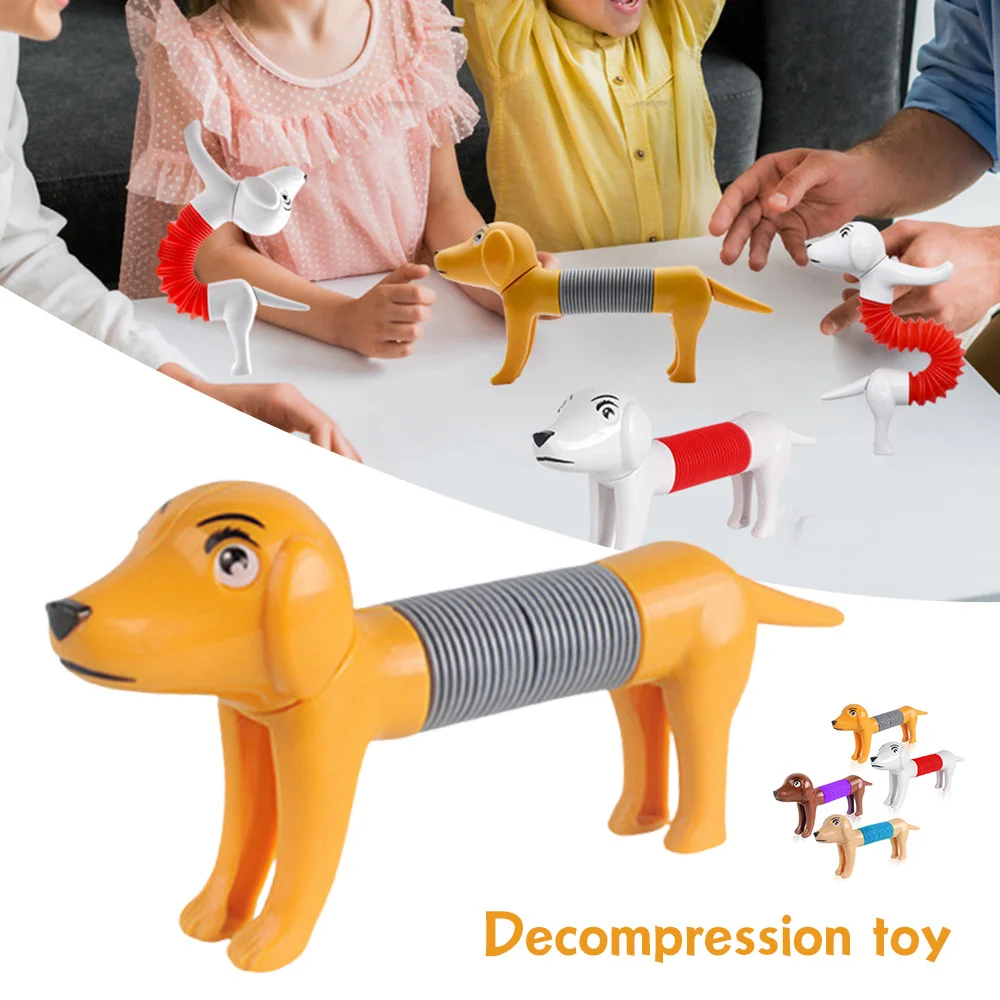 

Lovely Dog Retractable Tube Plastic Decompression Toy DIY Stretchable Spring Dog Desktop Decoration Gifts Stress reliever JAN88