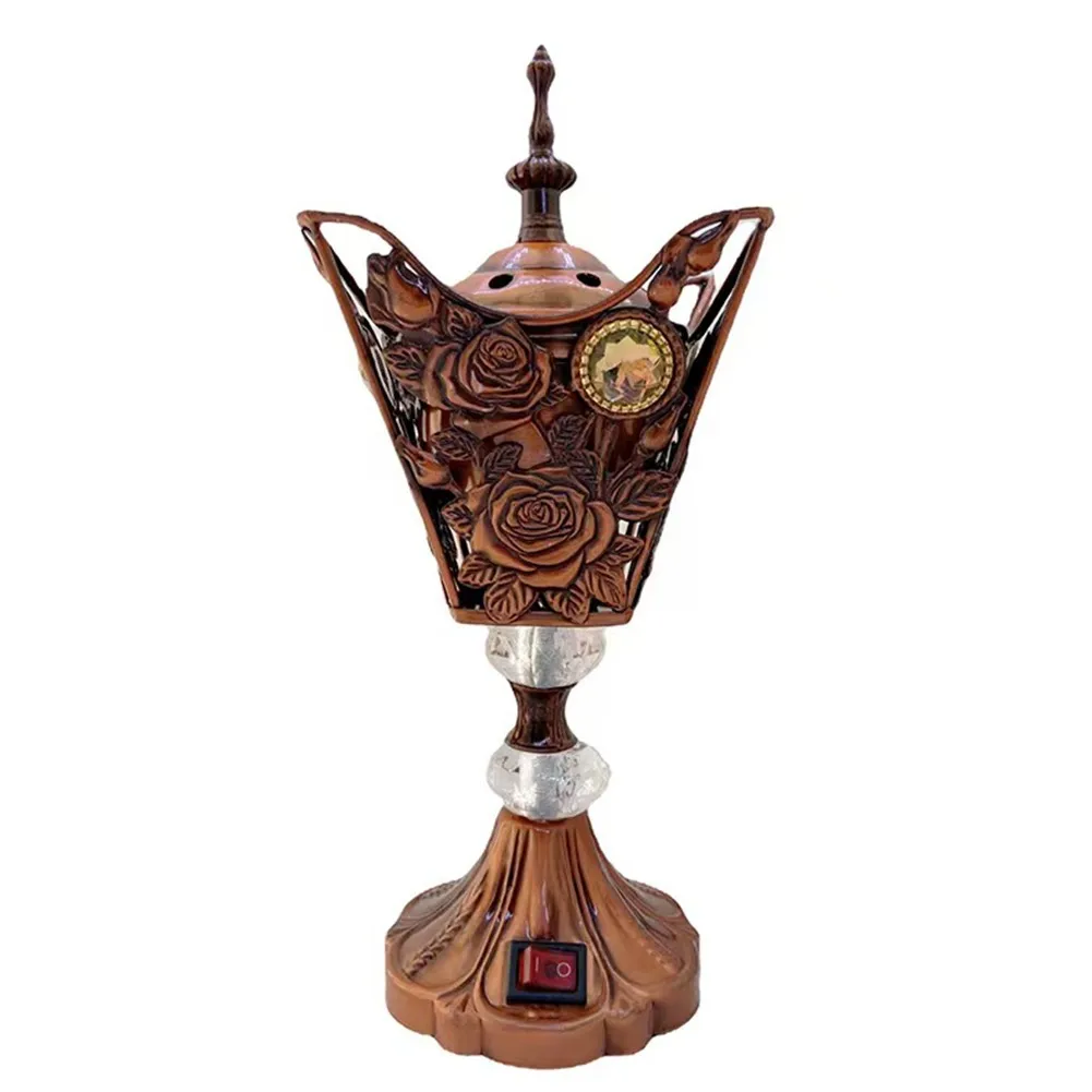 

Arabian Incense Diffuser Bakhoor Oud Burner Bakur Metal Electric Mabkhara Gift Incense Burner Home Fragrances For Decor