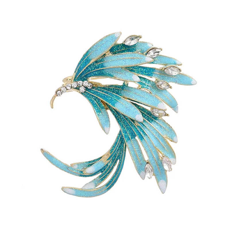 

Enamel Colorful Phoenix Brooch Gradient Peacock Feather Tail Breast Pin Elegant Clothing Accessories