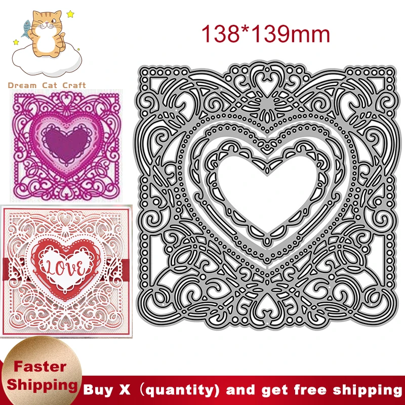 

The Verona Set Includes 3 Dies Hollow HEART Lace Frame Metal Cutting Dies Cut Die Mold Scrapbooking Paper Crafts Punch Stencils