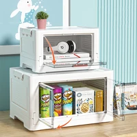 Transparent Double Door Folding Storage Cabinet Home Bedroom Clothes Storage Sundries Toys Snacks Sorting Box Bedside Table