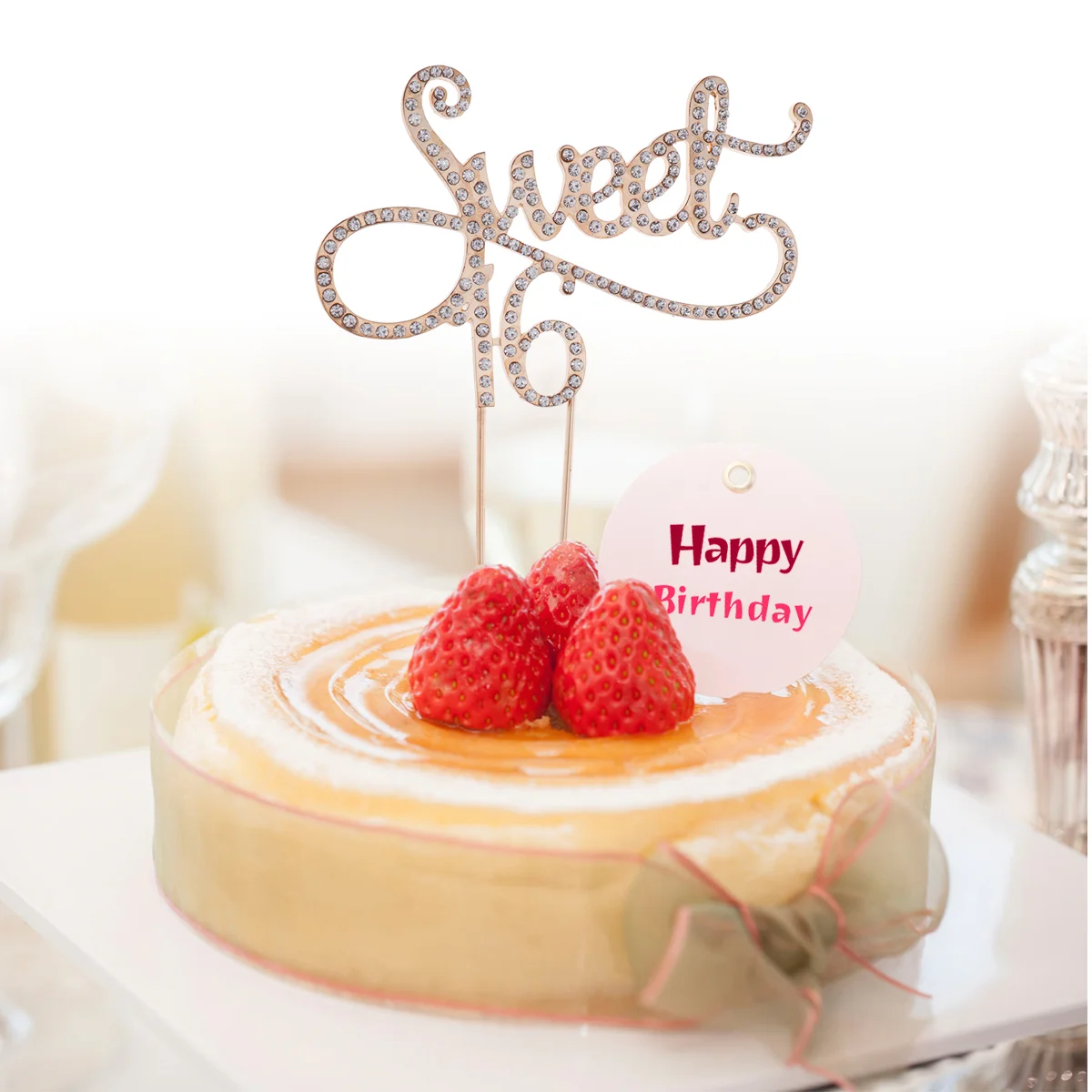 Топпер для торта на 16-й день рождения годовщина хрустальные стразы декоративный