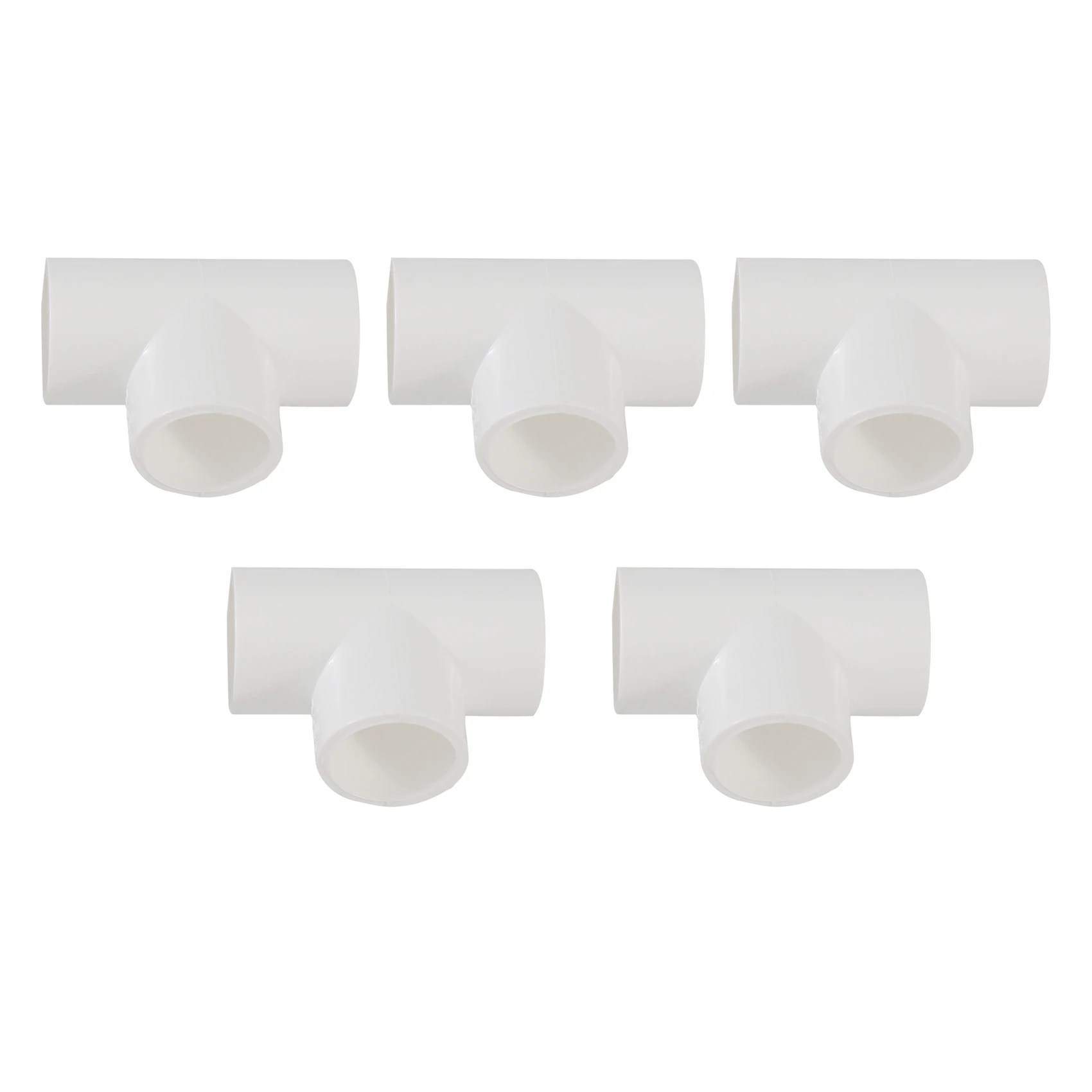 

20mm PVC Tee 3 Way Water Pipe Tube Adapter Connectors White 5 Pcs