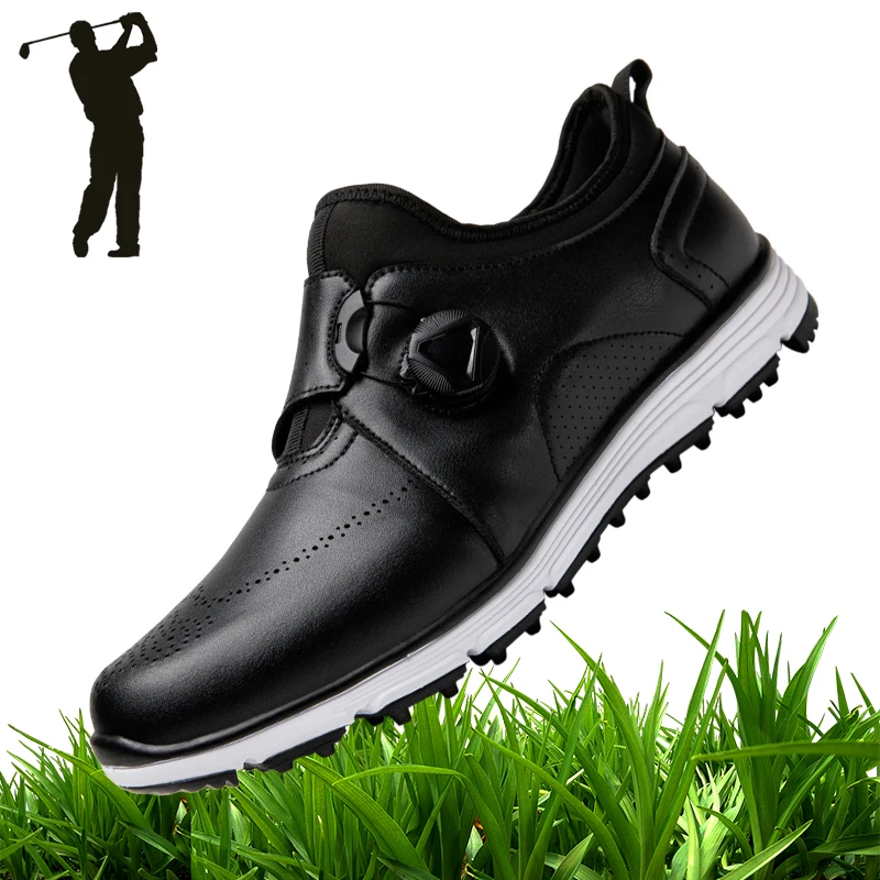 

High Quality Men Golf Shoes Waterproof Athletic Shoes Anti-skid Rotation Buckle Professional Trainer Leather Women Golf Sneakers