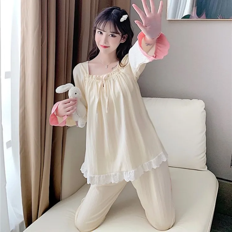 

Pajamas Women's Spring And Autumn New Cute Princess Style Suits Korean Version Sweet Little Ladies Home Clothes 2-piece Set
