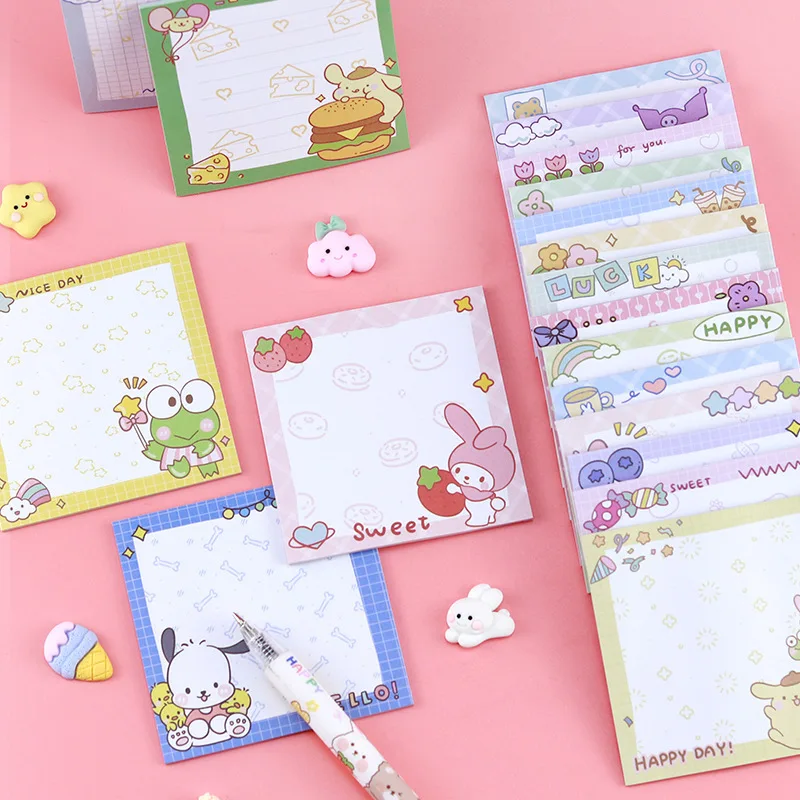 

4Pcs/bag Sanrio Sticky Notes Pachacco Hello Kitty My Melody Kuromi Sticky Notes Memo Pad Stickers Daily To Do List Note Paper