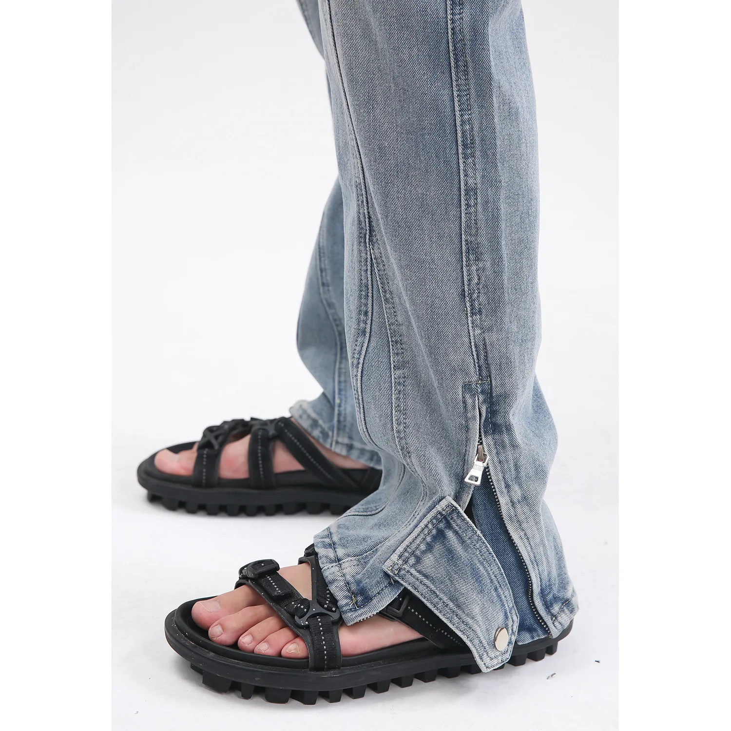 Men's Jeans Four Seasons Men's Korean Style Straight Slim Fit Zipper Design Hip Hop Streetwear Men's Designer Jeans Ins Hot Sale