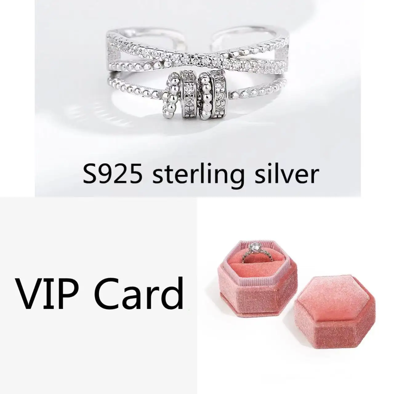 

Кольцо-антистресс для женщин и девушек, регулируемое вращающееся кольцо с французской карточкой