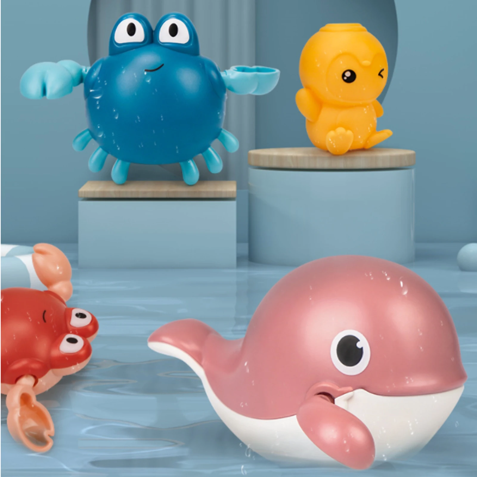 Baby Kids Bath Toys Wind-up Swimming Crab Floating Water Toy Cute Backstroke Crab Clockwork Bathtub Toy for Toddlers No battery