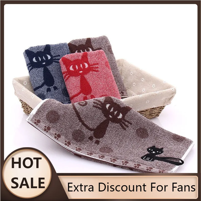 

Hot Sale 1PC Cat Printed Soft Towels 25x50cm Hot Sale Cartoon Household Child Towel Face Towel Popular Couple Cute Cotton