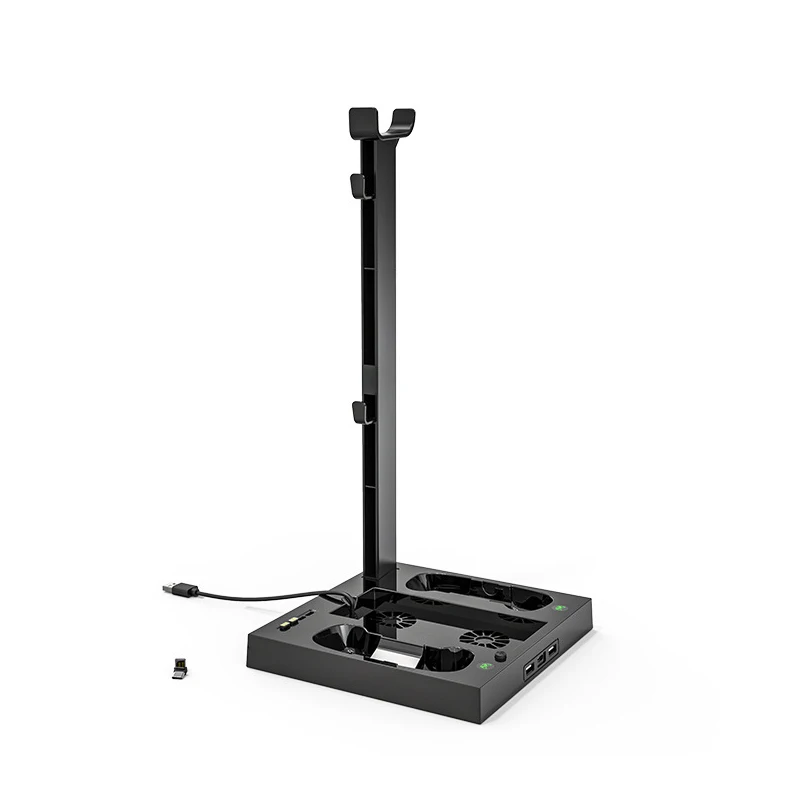 

Game Host Cooling Fan for Xbox Series XS Dual Battery Controller Holder with Earphone Storage Bracket Mount