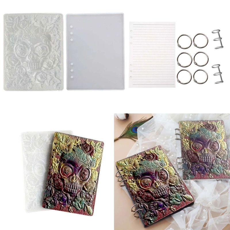 

95AB внутренняя форма для блокнота, украшение в виде Розы, бабочки, черепа, искусство, декоративная силиконовая форма для изготовления блокно...