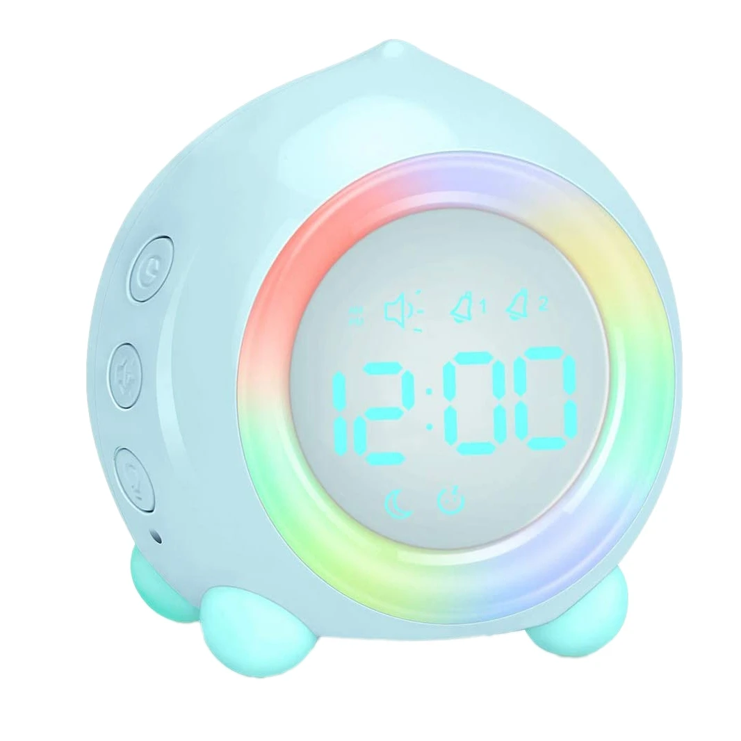 

Детский Будильник для детей, цвет ночью, светильник восход солнца, имитация заката, Регулируемая яркость экрана, белый