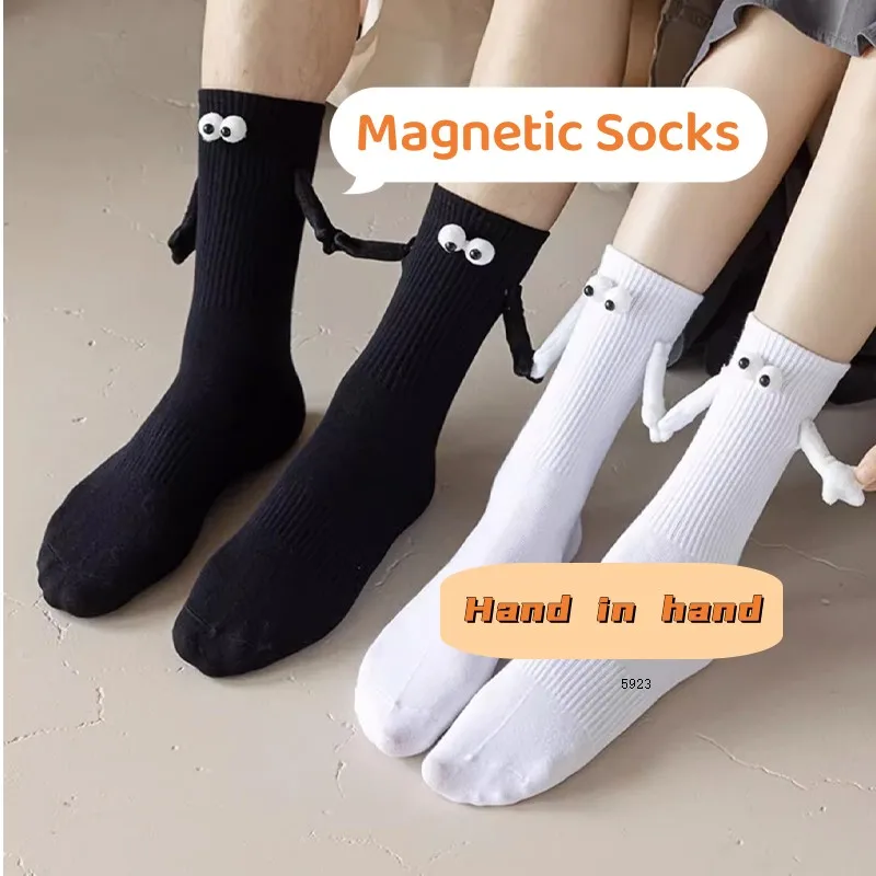1 Pair Cotton Socks Cute Cartoon Three-Dimensional Stockings Summer Fashion Magnetic Suction Holding Socks Couple Mid Tube Socks