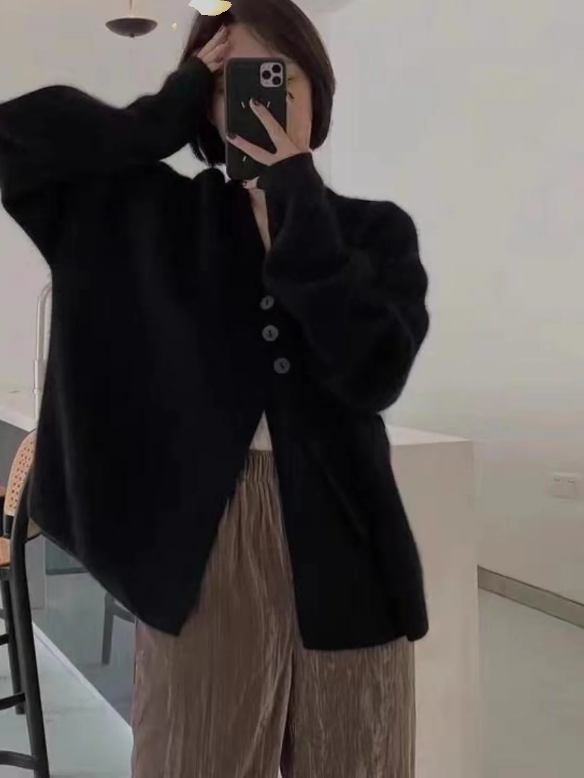 O'moey Южная Корея Dongdaemun новинка зимы 2023 маленький дизайн с v-образным вырезом