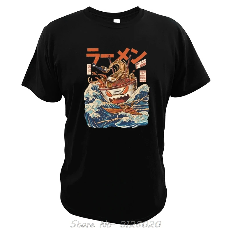

Kanagawa Wave T Shirt Angry Lamian Surfing On Great Wave High Quality Digital Print Japan Tshirt Cotton Tees