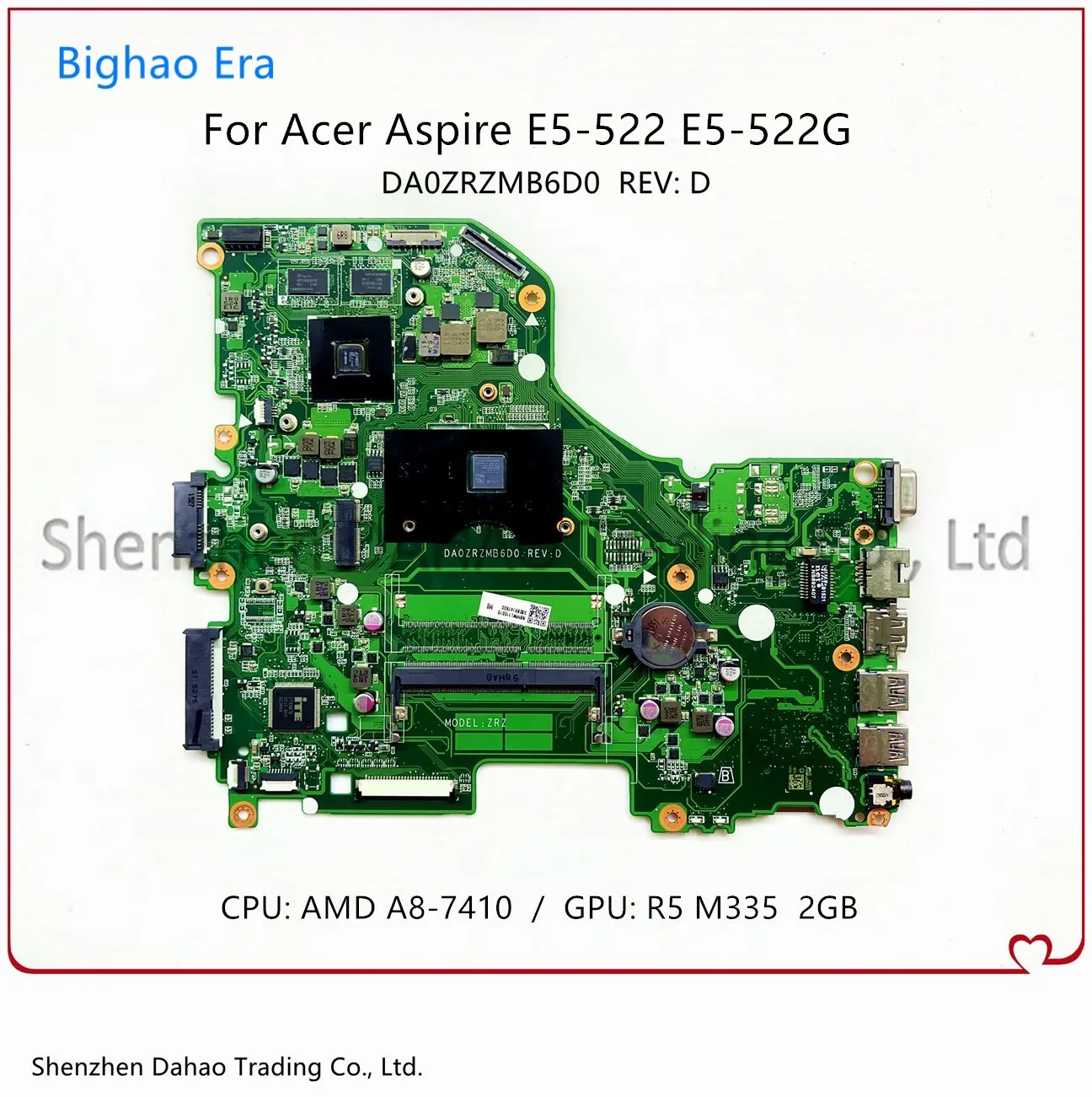 

Материнская плата NBMWL11001 с A8-7410 CPU R5 M335 2GB-GPU для Acer Aspire E5-522 E5-522G, материнская плата для ноутбука DA0ZRZMB6D0 100% протестирована