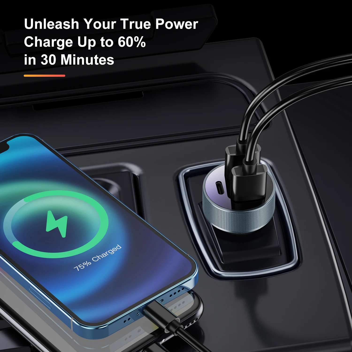 Автомобильное зарядное устройство USLION 80 Вт USB Type C PD QC 3 0 с двумя портами быстрое
