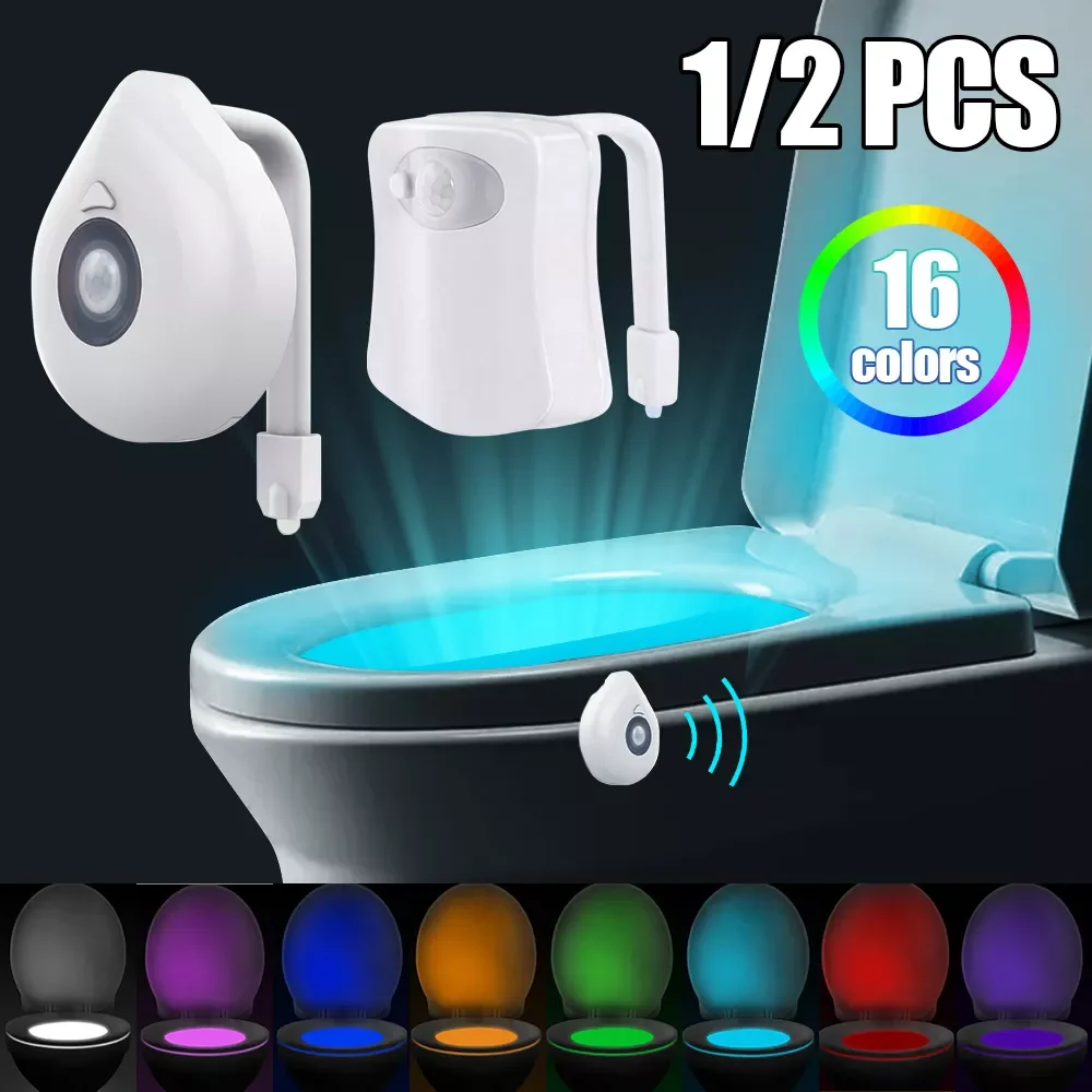 

Toilet Seat Night Light Smart PIR Motion Sensor 8 Colors Waterproof Backlight LED Toilet Bowl Luminaria Lamp WC Toilet Light