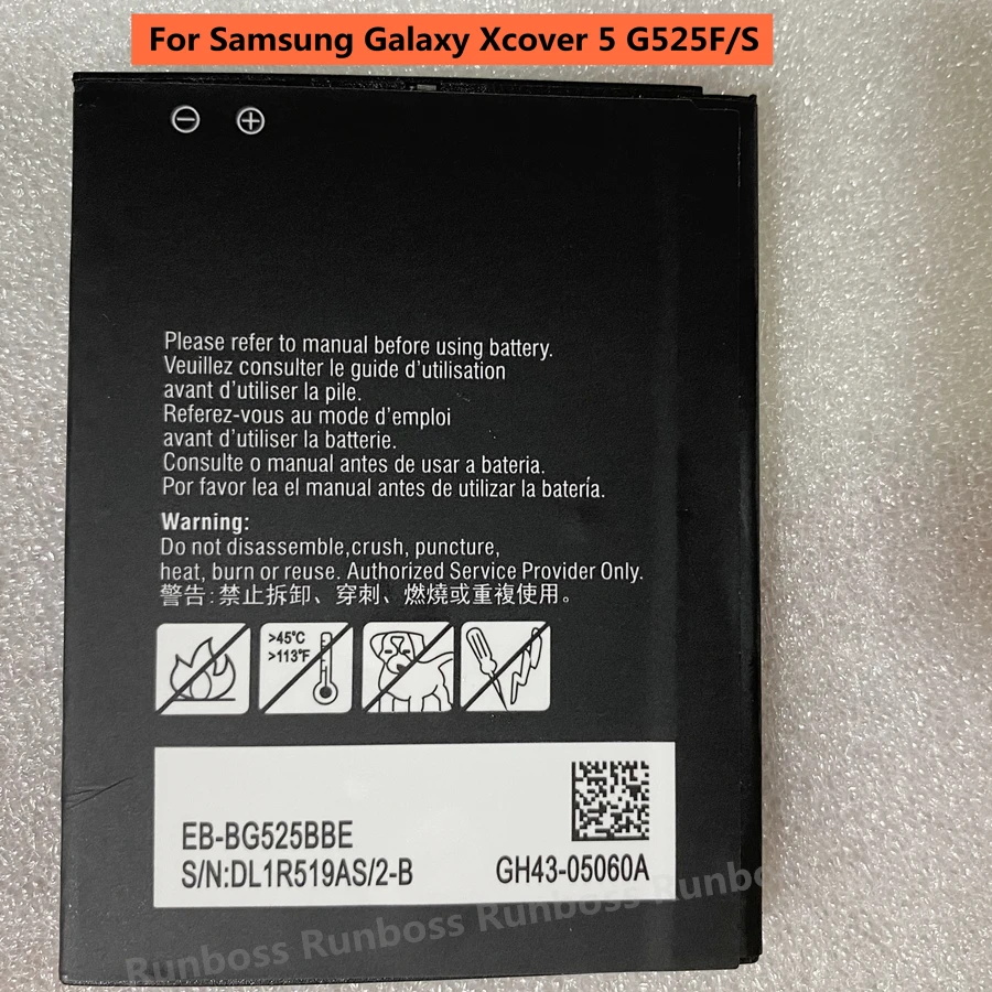 

High Quality EB-BG525BBE Battery For Samsung Galaxy Xcover 5 G525F/S Replacement Batteria 3000mAh