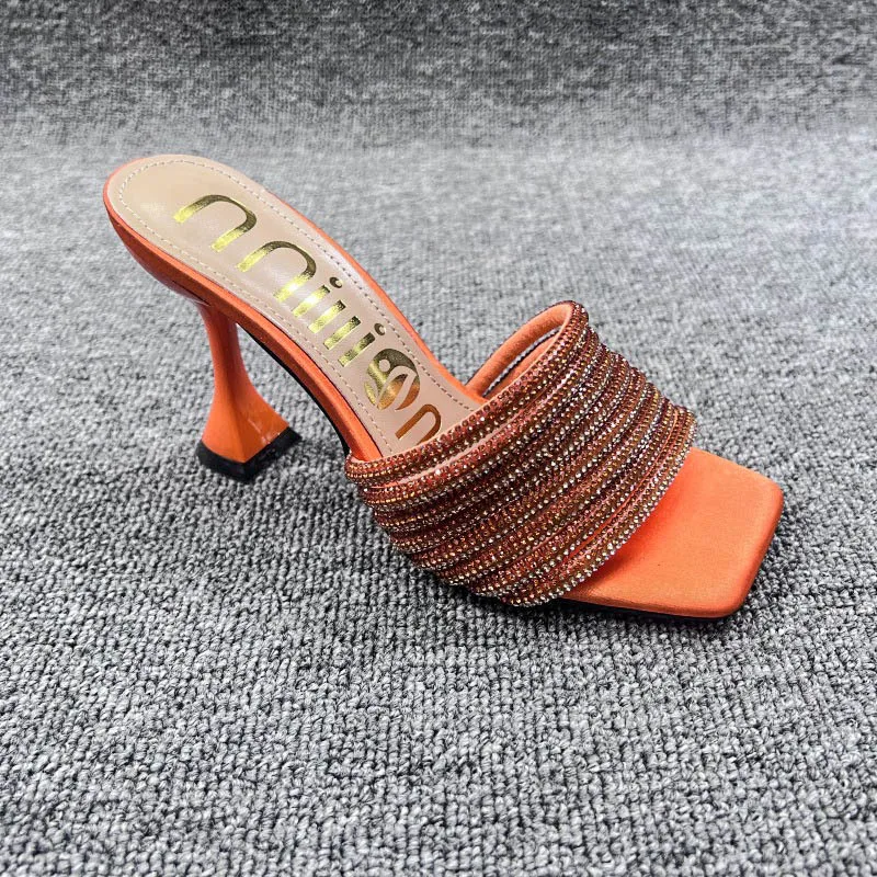 Summer Women Slippers 2023 New Crystal High Heeled Ladies Sandals Female Pointed Toe High Heels Slipper Sexy Party Ladies Pumps