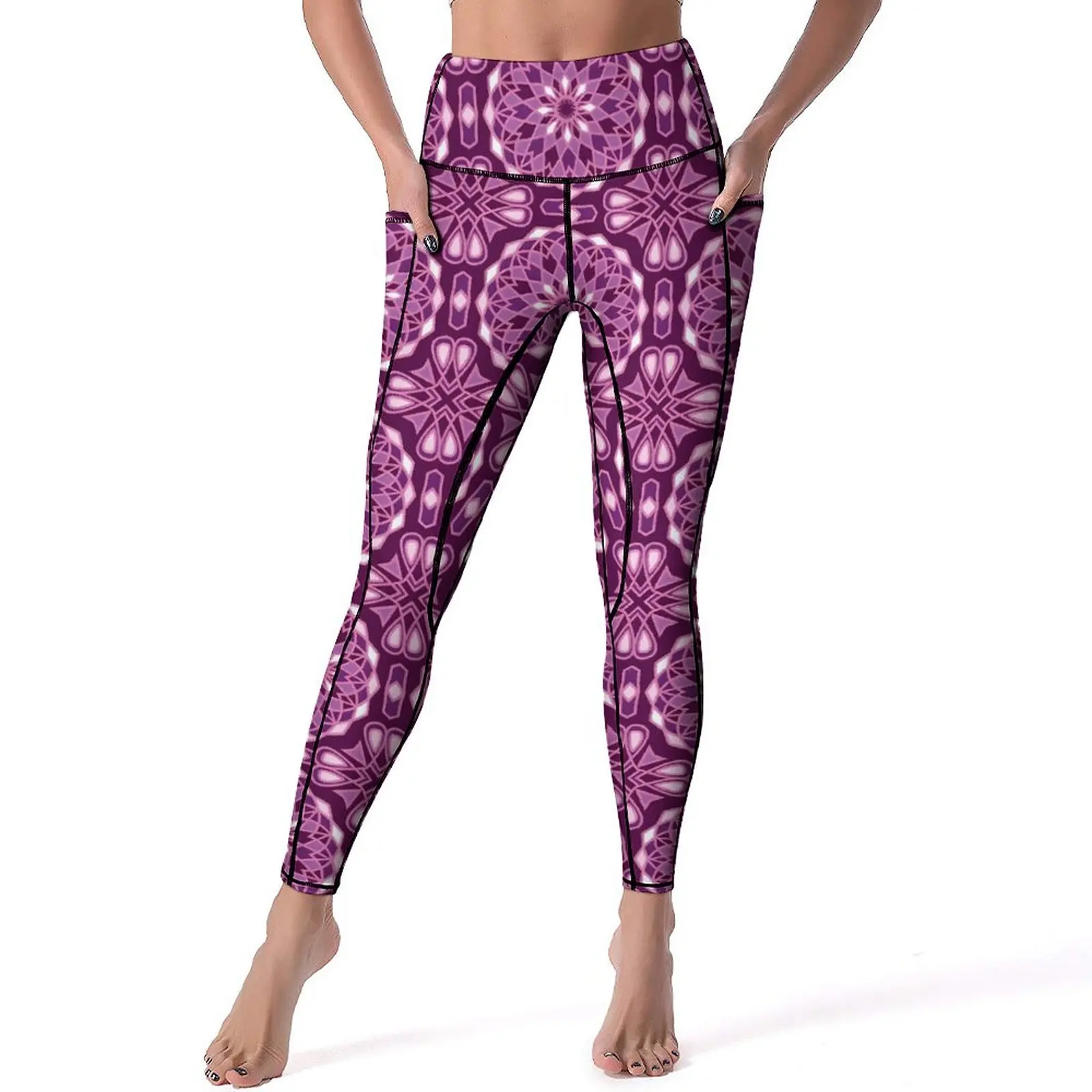 

Purple Mandala Leggings Sexy Vintage Floral Print Push Up Yoga Pants Retro Stretchy Leggins Lady Design Fitness Sports Tights