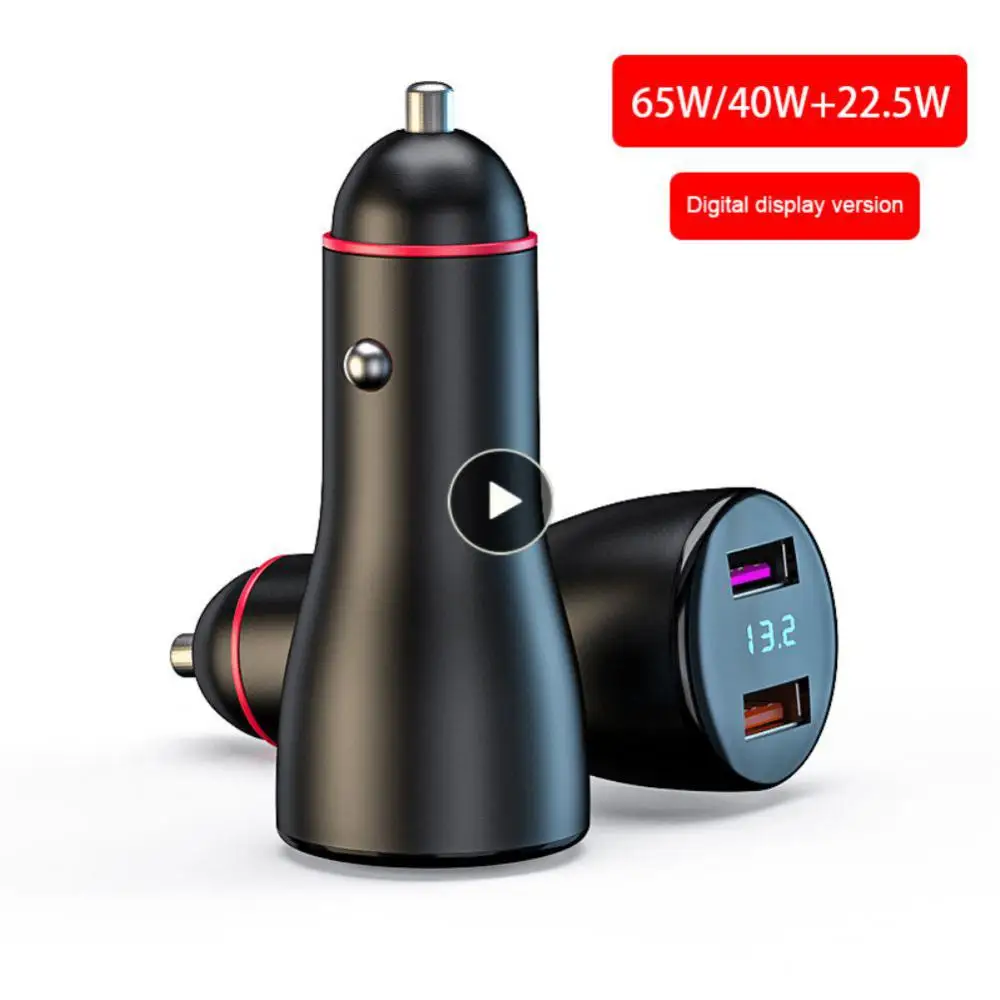 

Dual Usb Cigarette Light Portable Universal Car Charger Multi-function Durable Car Supplies Metal Buckle Design Digital Display