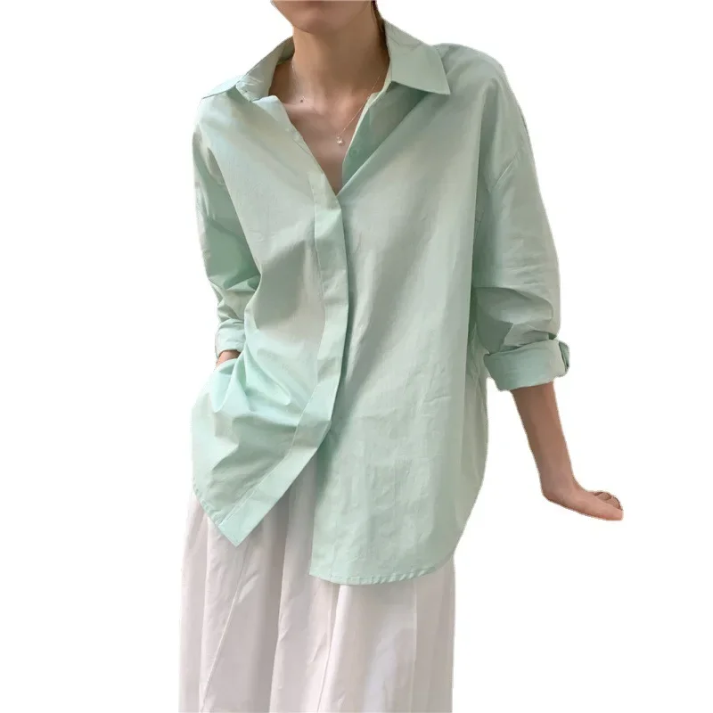 ChicAutumnlapelЭлегантная женская рубашка с длинным рукавом однобортная пышными