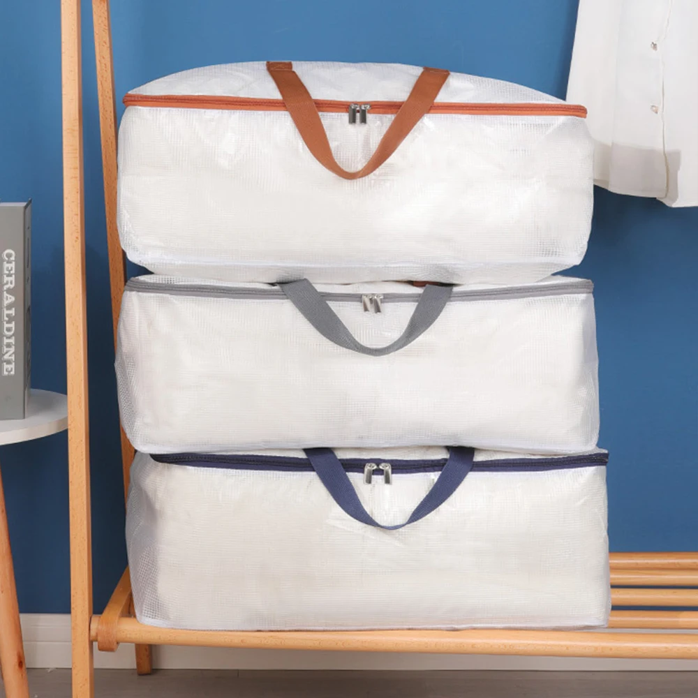 

58X38X22cm Storage Bag with zipper foldable Nylon Quilt Clothes organizer with short handle waterproof for bedroom closet