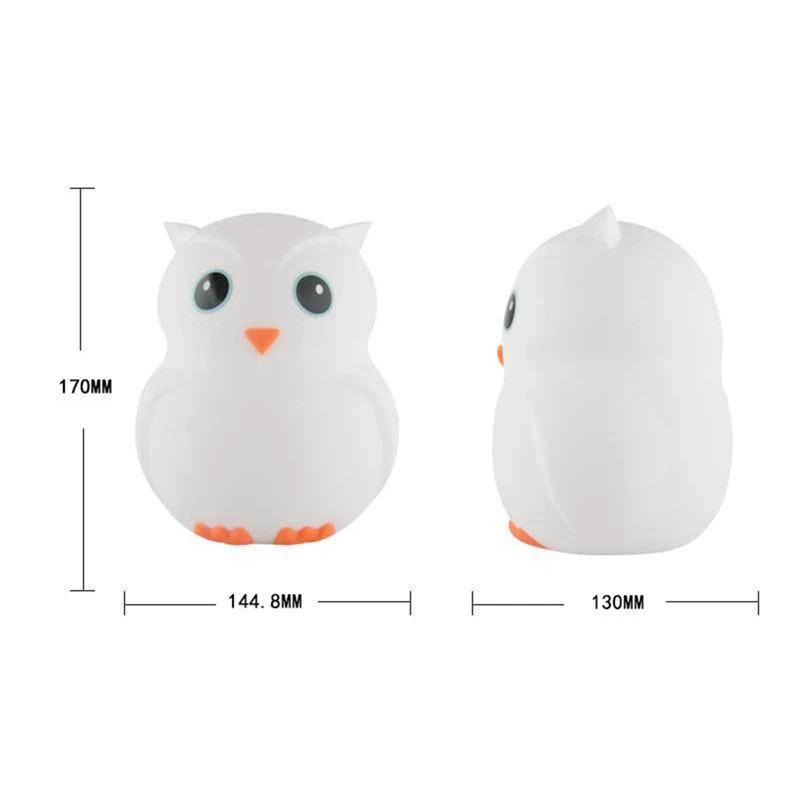 

Kids Night Light Cute Owl Colour Changing LED Animal Silicone Light With Remote USB Chargeable Nightlights For Childrens