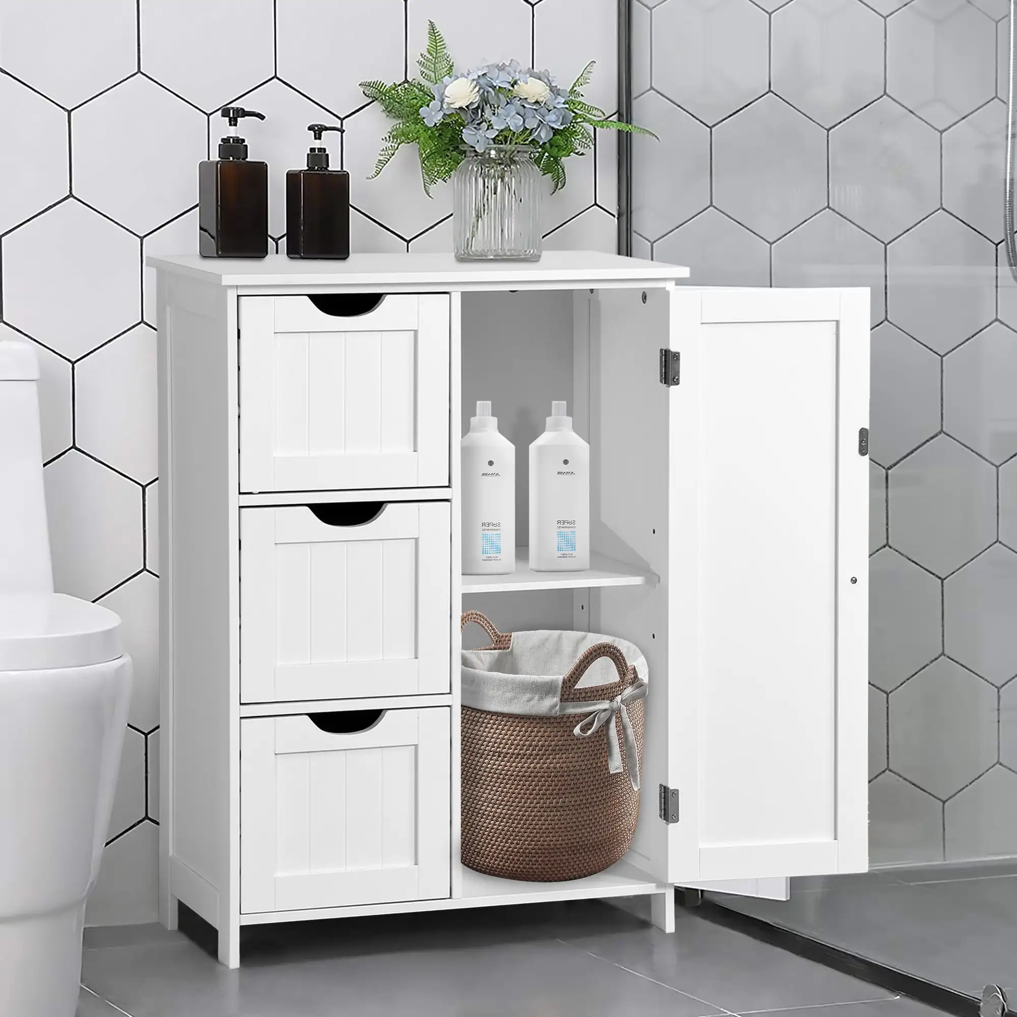 

Organizer with 3 Drawers and Adjustable Shelf - Cabinet for Kitchen, Living Room and Bedroom