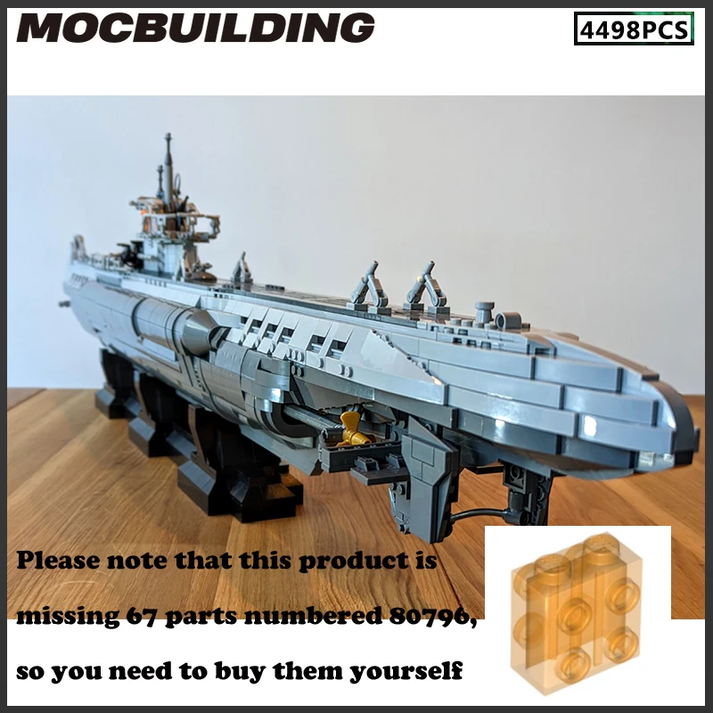 Строительные блоки MOC модель U-лодки Военная серия масштаб 1:55 сделай сам подарок