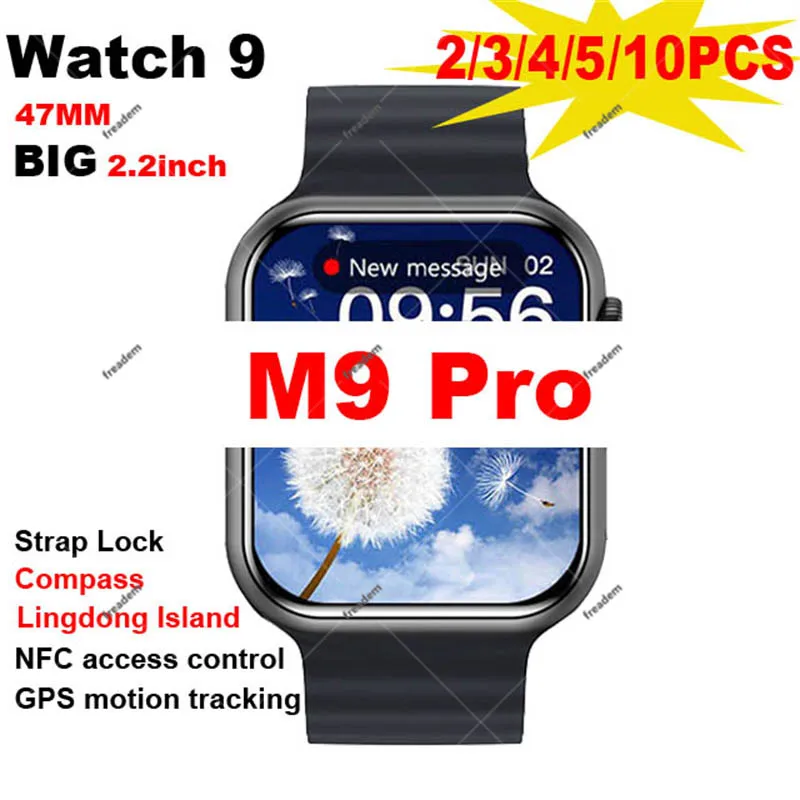 

M9 Pro Smart Watch Series 9 47MM 2.2inch GPS Motion Track Record ECG Compass Thermometer Spirit Island Smart Watch Pk W29 Max