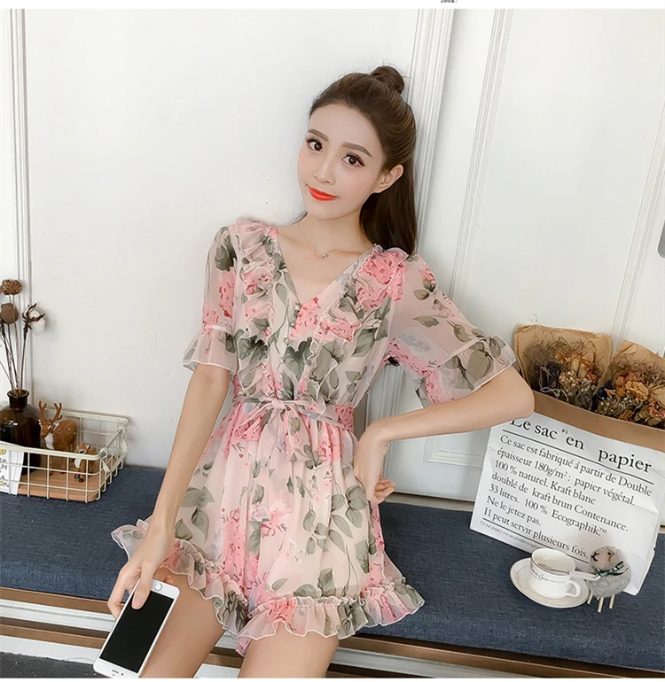 new summer fashion casual young female women girls thin chiffon short sleeve jumpsuits
