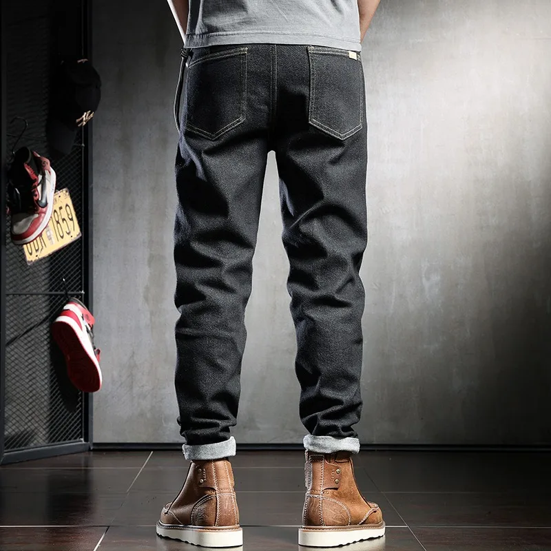 2022 New Men Jeans Fashion Baggy Straight Leg Pants Black Blue Jean Streetwear Casual Denim Trousers