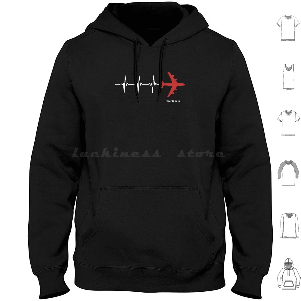 

Aviation Heartbeat Hoodie cotton Long Sleeve Aviation Jet Plane Pilot Captain Cabin Stripes Airways Boeing Aeroplane