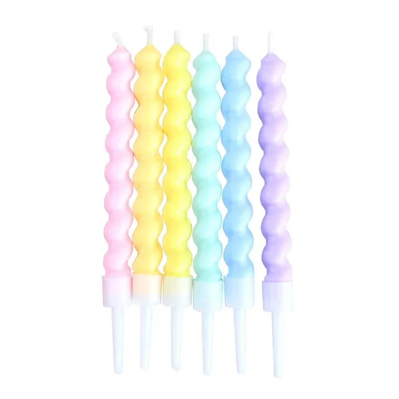 6 шт. разноцветные свечи на день рождения с подставкой